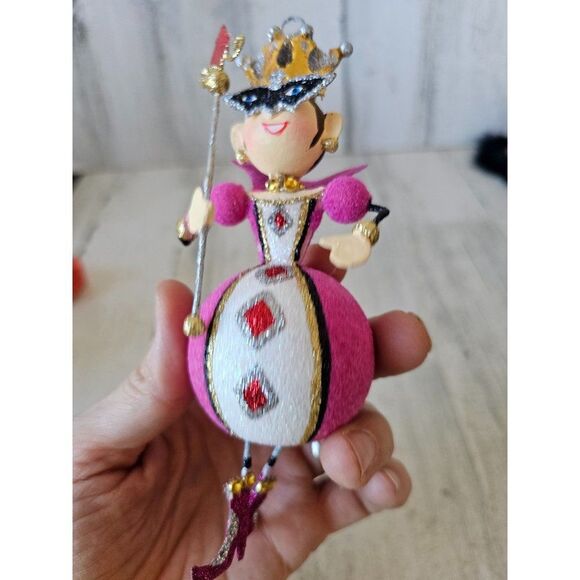 Pier 1 Queen jointed glitter metal valentine ornament vintage Xmas tree wand pin - Picture 10 of 10